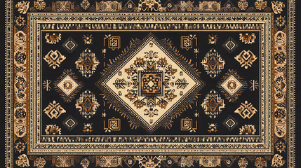 Persian rug with an intricate geometric pattern. Persian Rug Design. Illustration