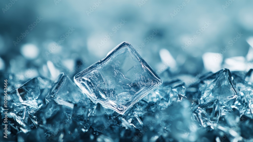 Aufkleber detailed macro of frost crystals forming on a glass surface showing sharp edges and shimmering light