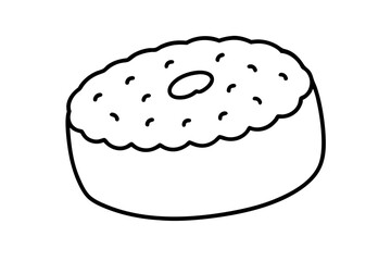 Minimalist Sushi Roll Outline with Vector Illustration for Designers

