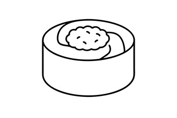 Simple Outline of a Sushi Roll Vector Illustration for Minimalist Design
