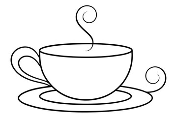 Sleek Minimalist Teacup Line Drawing Elegant Vector Art in Simple Form

