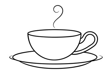Elegant Minimalist Line Drawing of a Teacup Vector Illustration in Simple Style
