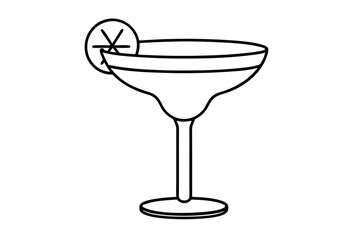 Minimalist Margarita Glass Outline Vector Illustration Design
