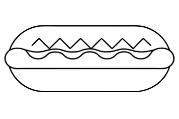 Whimsical Line Illustration Featuring a Juicy Hotdog Inside a Tasty Bun

