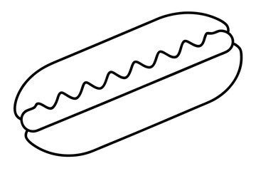 Simple Vector Drawing Showcasing a Mouthwatering Hotdog in Its Bun
