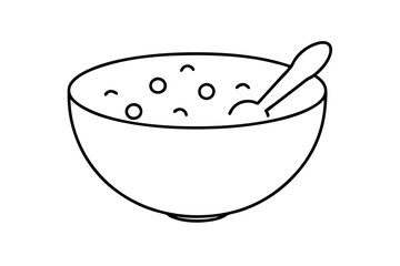 Modern Vector Illustration of a Bowl of Cereal Stylish Clean Line Art for Home Decor
