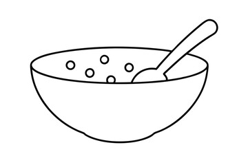 Minimalist Vector Bowl of Cereal Clean Line Art Design for Breakfast Lovers
