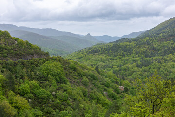 Fototapeta premium Landscape of a cevenol valley (Arrigas, Gard, Occitanie, France)