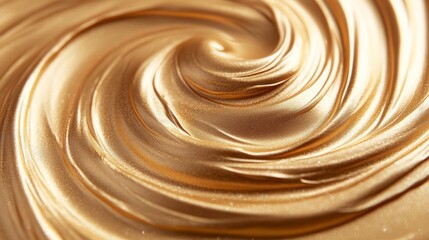 Macro of swirling shimmering highlighter with metallic gold texture photorealistic makeup detail, super macro shot 