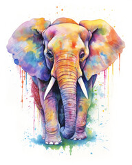 Obraz premium Transform your space with a multicolor baby elephant watercolor and a gorgeous Majestic Wildlife Canvas