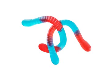 Marmalade in the form of worm on a white isolated background