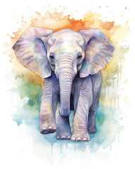 Transform your space with a multicolor baby elephant watercolor and a gorgeous Wild Animal Portraits