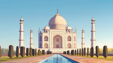 Naklejka premium Taj mahal architecture taj mahal landmark. Taj Mahal. Illustration