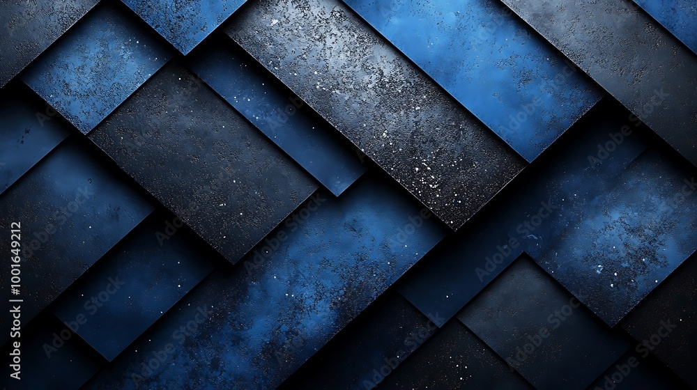 Aufkleber abstract dark blue geometric pattern background. overlapping rectangles create a 3d illusion.