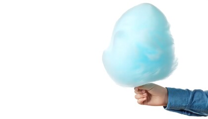 Cotton candy or fairy floss, is a spun sugar confection that resembles cotton and usually contains small amounts of flavoring or food coloring most commonly blue and pink. Isolated on white background