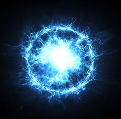 Obraz premium Abstract blue energy sphere with electric light effects. Futuristic glowing orb for sci fi, fantasy, and technology designs.