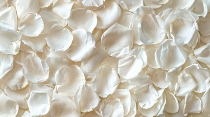 Elegant White Rose Petals Background. Romantic floral backdrop. Concept of love, passion, nature's beauty, Valentine's Day celebration. Greeting card. Copy space