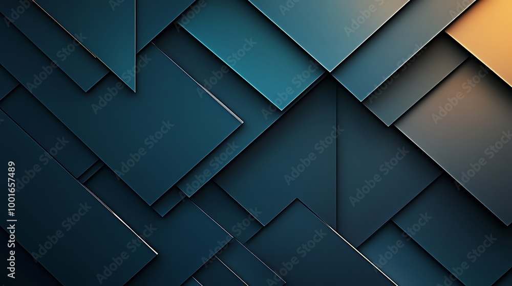 Poster abstract geometric pattern of overlapping squares in teal and dark blue colors