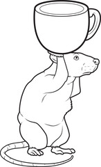 Mouse Coffee Cup Animal Vector Graphic Art Illustration