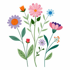 A vibrant illustration of a colorful bouquet of flowers, featuring various floral species, perfect for adding a touch of nature and beauty to your designs.