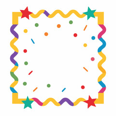 A colorful and festive frame with confetti and stars, perfect for adding a touch of celebration to your designs. This fun and whimsical border is ideal for invitations, cards.