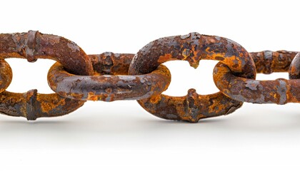 Fototapeta premium Rusty Chains Isolated on White Background