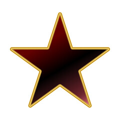 Dark red star with gold outline on transparent background