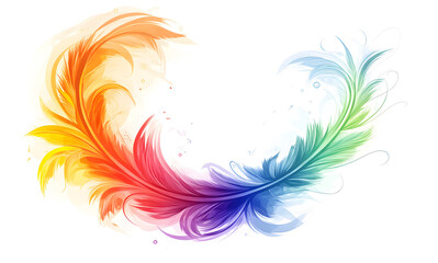  Vibrant Rainbow Feather Illustration on White Background