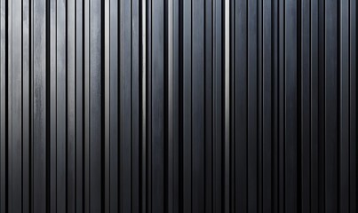  Black corrugated metal texture. Wall wooden vertical panels. Dark steel roof sheet. Wood siding for construction. 
