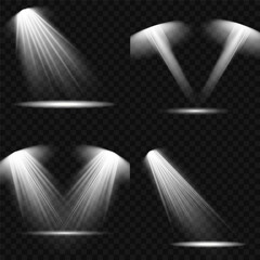 The spotlight shines on the stage. light exclusive use lens flash light effect. light from a lamp or spotlight. lighted scene. podium under the spotlight.