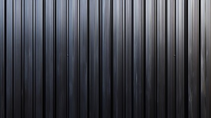  Black corrugated metal texture. Wall wooden vertical panels. Dark steel roof sheet. Wood siding for construction. 