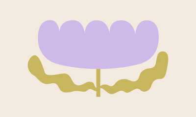 Abstract geometric flower in naive style. Floral simple icon on isolated background. Vector flat illustration of tulip