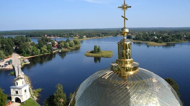 Nilov-Stolobenskaya Pustyn, a male Orthodox monastery built in 1594 on Stolbny Island, Tver Oblast, Russia.