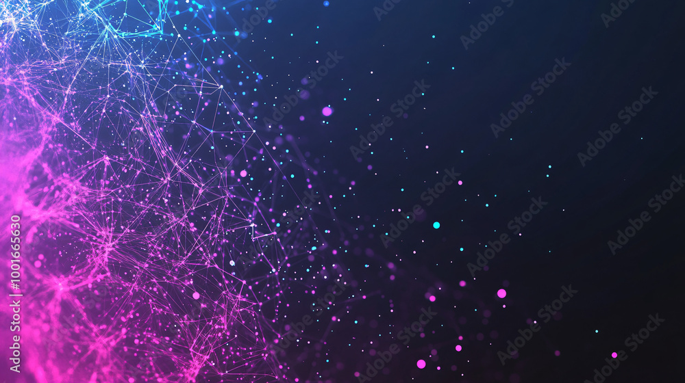 Aufkleber Plexus effect created by connecting lines and dots on a dark abstract background with a shallow depth of field