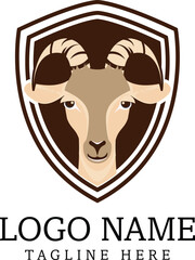 Goat logo design with vector shield icon