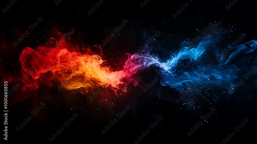 Canvas Prints Abstract Red and Blue Smoke on Black Background