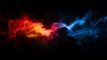 Fototapeta premium Abstract Red and Blue Smoke on Black Background