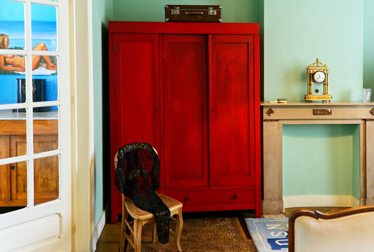 Brussels, Belgium, Europe : part of interior of Renee Magritte house at 135 rue Esseghem,  where famous artist lived and created his paintings from 1930 to 1954