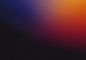 Fototapeta premium Dark grainy color gradient background, purple red orange blue black colors banner poster cover abstract design