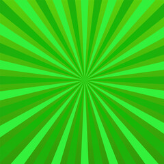 Abstract vector green background rays in retro style