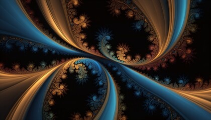abstract swirling blue and yellow fractal in vibrant colors
