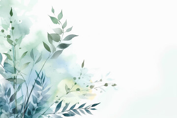Vector watercolor foliage with gentle blue and green hues