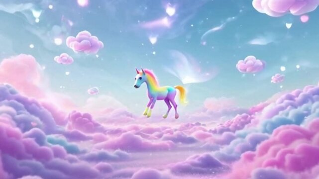 Magical Pastel Clouds & Rainbow Unicorn Background Holographic Fantasy Sky with Cute Candy Clouds Dreamy Abstract Landscape & Fabulous Pastel Color Pattern