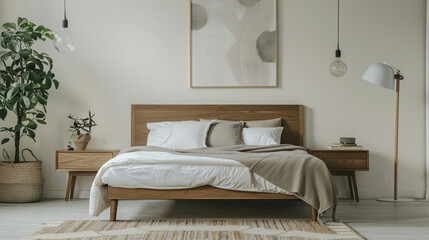 Well-decorated bedroom featuring large bed and stylish nightstands