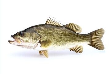 Single Bass Fish on White Background