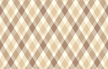 Argyle pattern of geometric rhombus. Harlequin check wallpaper design. Classic diamond shaped textile material for web background, print fabric clothing, sweater, wrapping paper, gift card, invitation