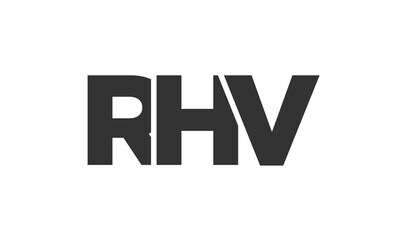 RHV logo design template with strong and modern bold text. Initial based vector logotype featuring simple and minimal typography. Trendy company identity.