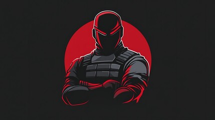 Silhouette of masked soldier against red sun,  military,  action,  warrior,  hero,  army,  combat