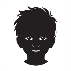Child boy face silhouette on white background
