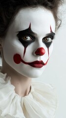Classic Clown Portrait of a Woman with Face Paint